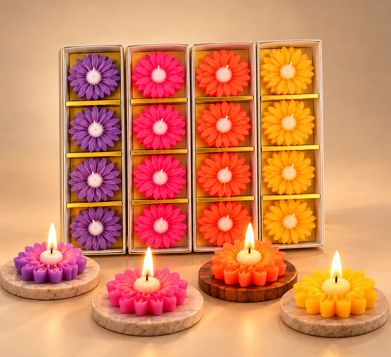 3D Flower Candle - Set of 4 — Candles & Home Fragrance — Wax — Dropzilla
